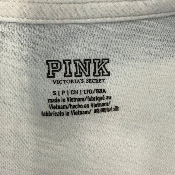 PINK Victoria’s Secret White V-Neck Tee – Size S - Picture 3 of 5